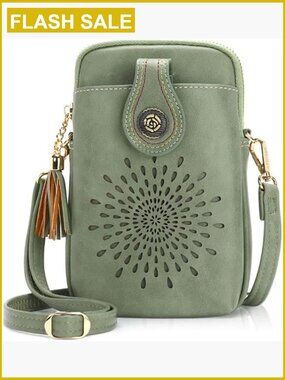 Small Vegan Leather Crossbody Phone Purse with Tassels